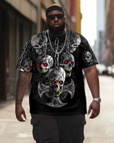 Men's Plus Size Viking Day Skull Short Sleeve Crew Neck T-Shirt
